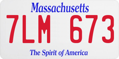MA license plate 7LM673