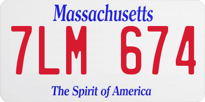 MA license plate 7LM674