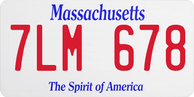 MA license plate 7LM678