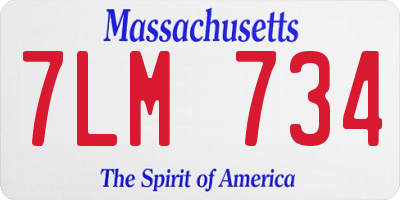 MA license plate 7LM734