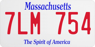 MA license plate 7LM754