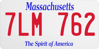 MA license plate 7LM762