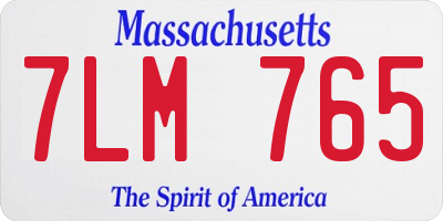 MA license plate 7LM765