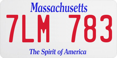 MA license plate 7LM783