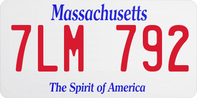 MA license plate 7LM792