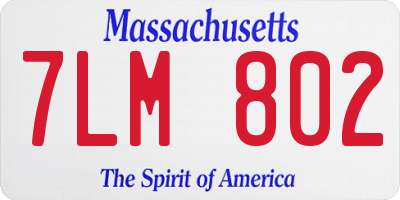 MA license plate 7LM802