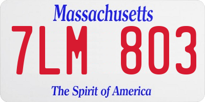 MA license plate 7LM803