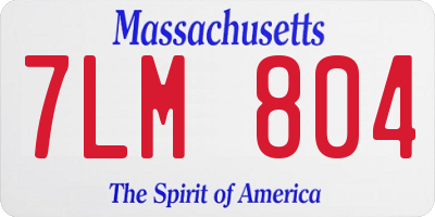 MA license plate 7LM804