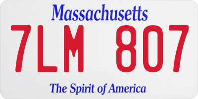 MA license plate 7LM807