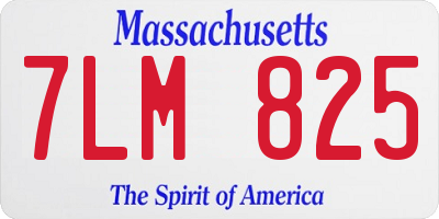 MA license plate 7LM825