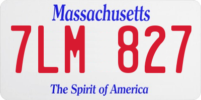 MA license plate 7LM827