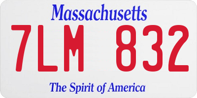 MA license plate 7LM832