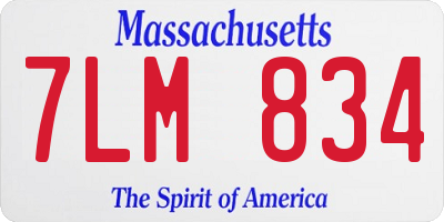 MA license plate 7LM834