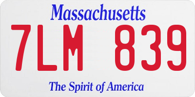 MA license plate 7LM839