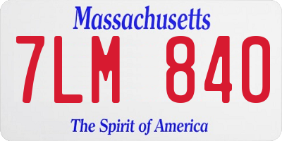 MA license plate 7LM840