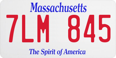 MA license plate 7LM845