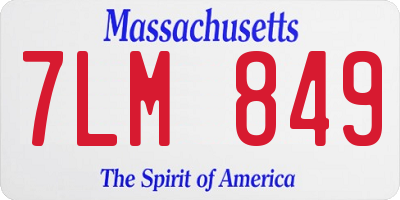 MA license plate 7LM849