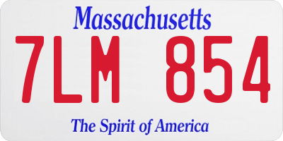 MA license plate 7LM854