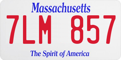 MA license plate 7LM857