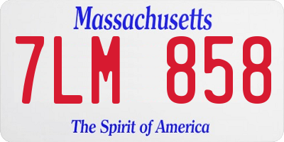 MA license plate 7LM858