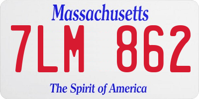 MA license plate 7LM862