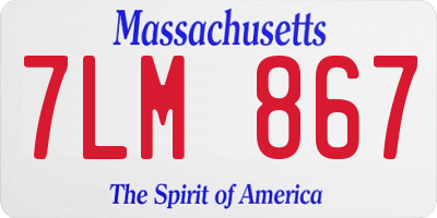 MA license plate 7LM867