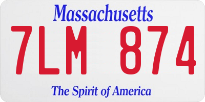MA license plate 7LM874