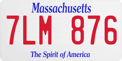 MA license plate 7LM876