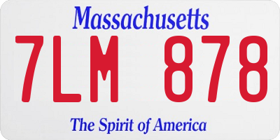 MA license plate 7LM878