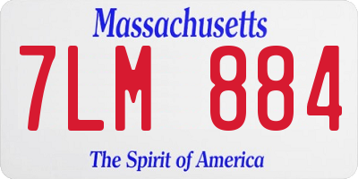 MA license plate 7LM884