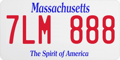 MA license plate 7LM888
