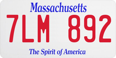 MA license plate 7LM892