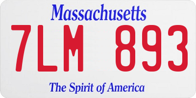 MA license plate 7LM893