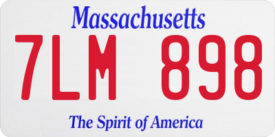 MA license plate 7LM898