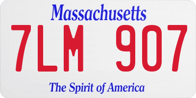 MA license plate 7LM907