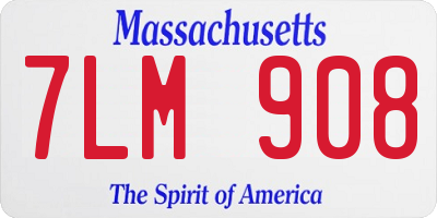 MA license plate 7LM908