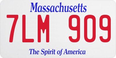 MA license plate 7LM909