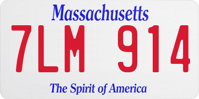 MA license plate 7LM914