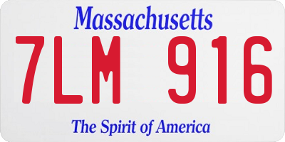 MA license plate 7LM916