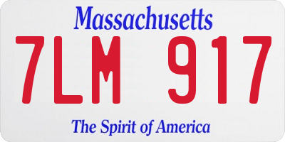 MA license plate 7LM917