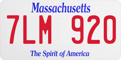 MA license plate 7LM920