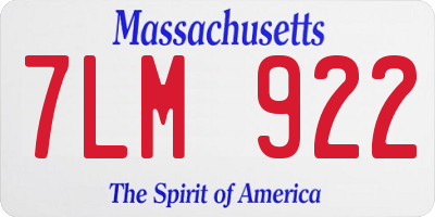 MA license plate 7LM922