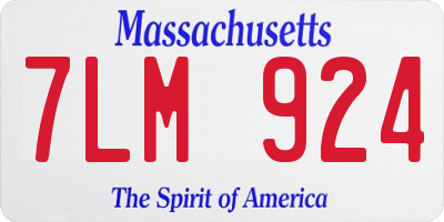 MA license plate 7LM924