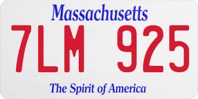 MA license plate 7LM925