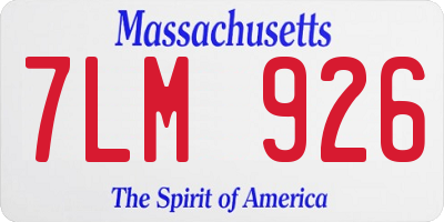 MA license plate 7LM926