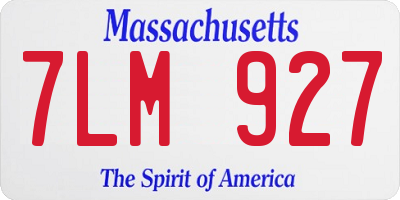 MA license plate 7LM927