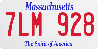 MA license plate 7LM928