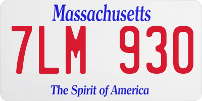 MA license plate 7LM930