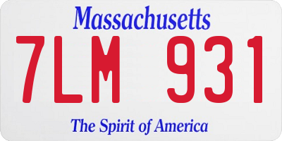 MA license plate 7LM931