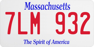 MA license plate 7LM932